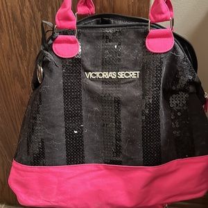 Victoria’s Secret canvas tote bag sequined hot pink and black large size